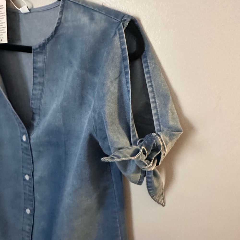 SHEIN Light Blue Denim Long Sleeve Dress